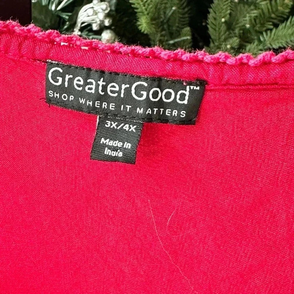 Greater good 3/4x tunic red embroidered top - Picture 3 of 5